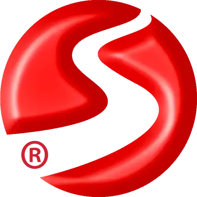 Rote, gebogene, glänzende Form.